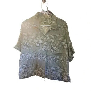 vintage Tommy Bahama Women 100% silk flowers Button down Shirt Size M